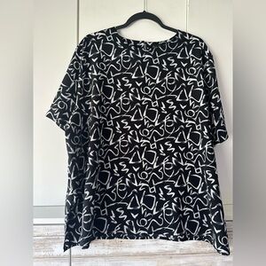 ✨ Ashley Stewart Black White Abstract Print Blouse Top 22/24